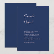 Invitación a la boda mínima simple rosa y azul mar