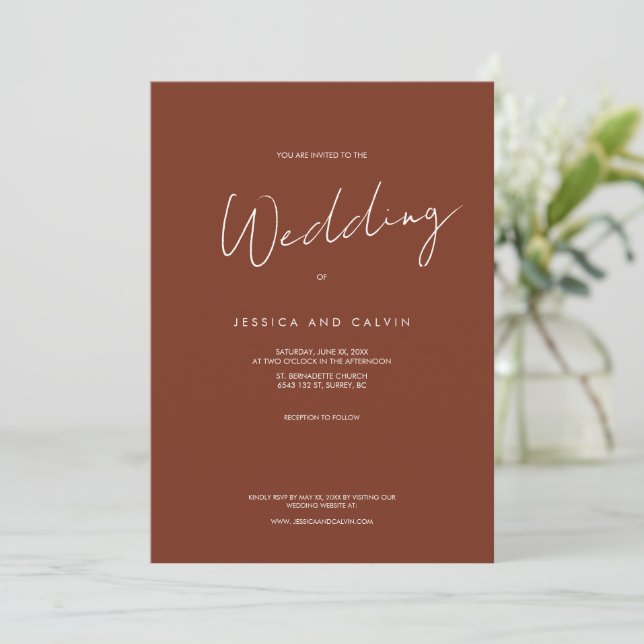 Invitación a la boda mínima simple y moderna (Anverso de pie)