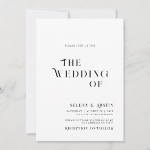 Invitación a la boda mínima y de moda