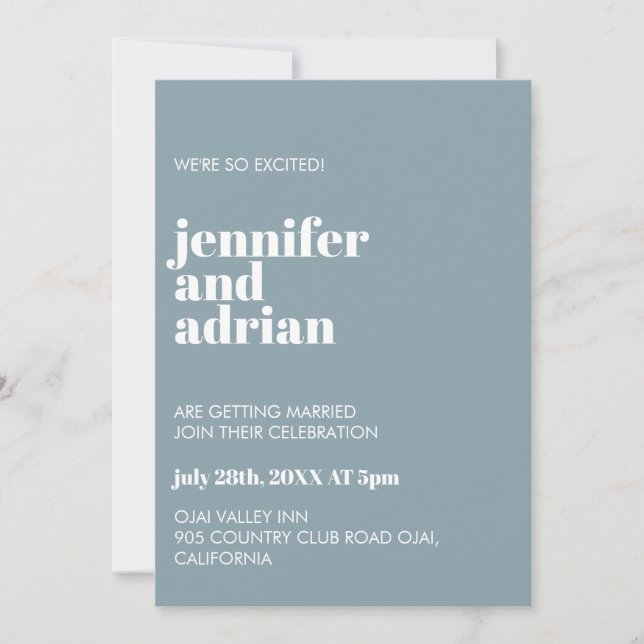 Invitación a la boda minimalista (Anverso)
