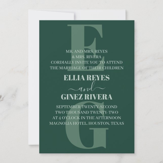 Invitación a la boda minimalista (Anverso)