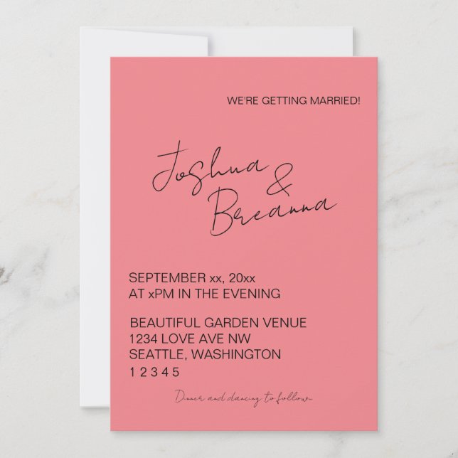 Invitación a la boda minimalista (Anverso)
