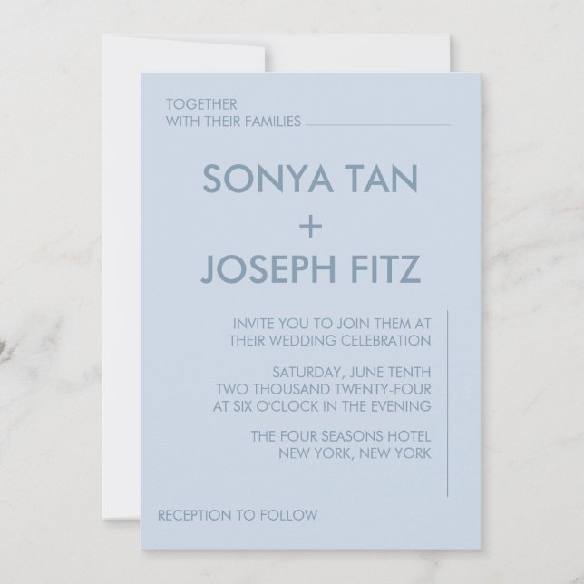 Invitación a la boda minimalista (Anverso)