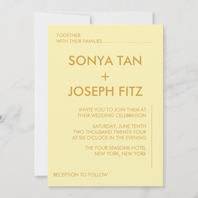 Invitación a la boda minimalista (Anverso)