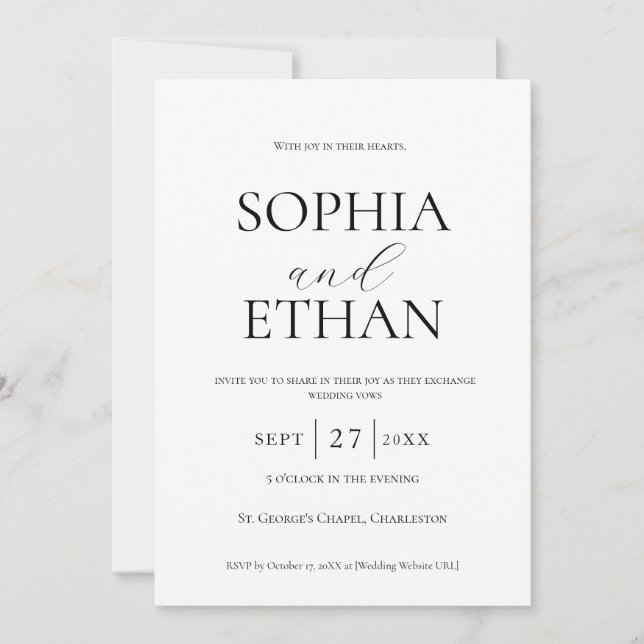 Invitación a la boda minimalista (Anverso)