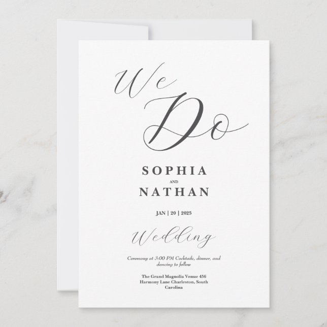 Invitación a la boda Minimalista (Anverso)