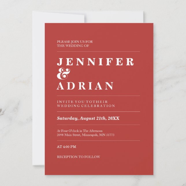 Invitación a la boda minimalista (Reverso)