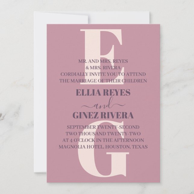 Invitación a la boda minimalista (Anverso)