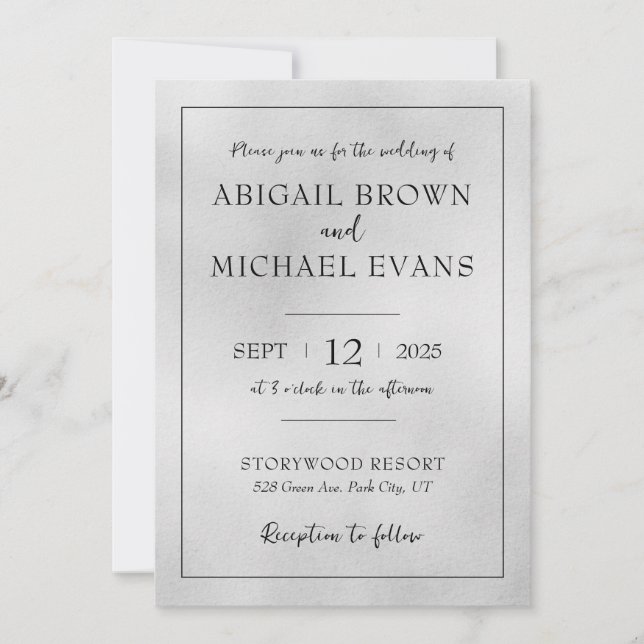 Invitación a la boda minimalista (Anverso)