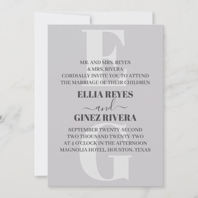 Invitación a la boda minimalista (Anverso)