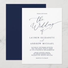 Invitación a la boda Minimalista azul de la Marina