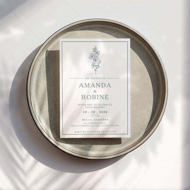 Invitación a la boda Minimalista azul-moderna (Subido por el creador)