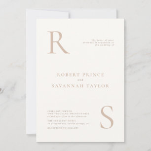 Invitación a la boda Minimalista beige