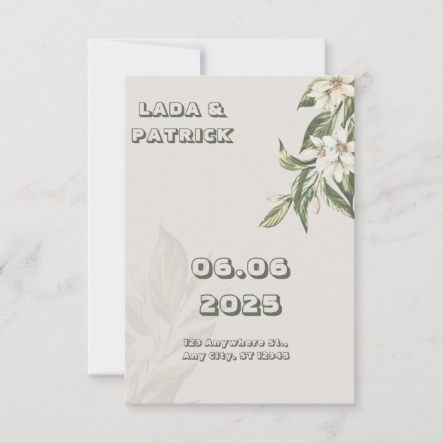 Invitación a la boda Minimalista beige (Anverso)