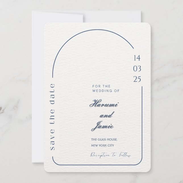 Invitación a la boda Minimalista beige - Diseño ar (Anverso)