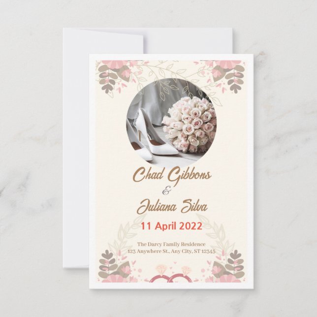 Invitación a la boda Minimalista blanca (Anverso)