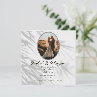 Invitación a la boda Minimalista blanca, foto