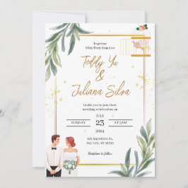 Invitación a la boda Minimalista blanca moderna