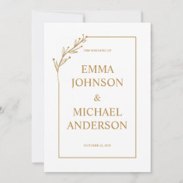 Invitación a la Boda minimalista Blanca y de Oro