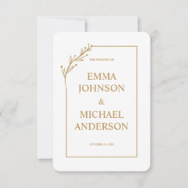 Invitación a la Boda minimalista Blanca y de Oro