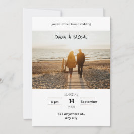 Invitación a la boda Minimalista blanca y marrón