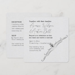 Invitación a la boda Minimalista blanca y negra