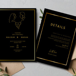 Invitación a la boda minimalista Boda elegante neg