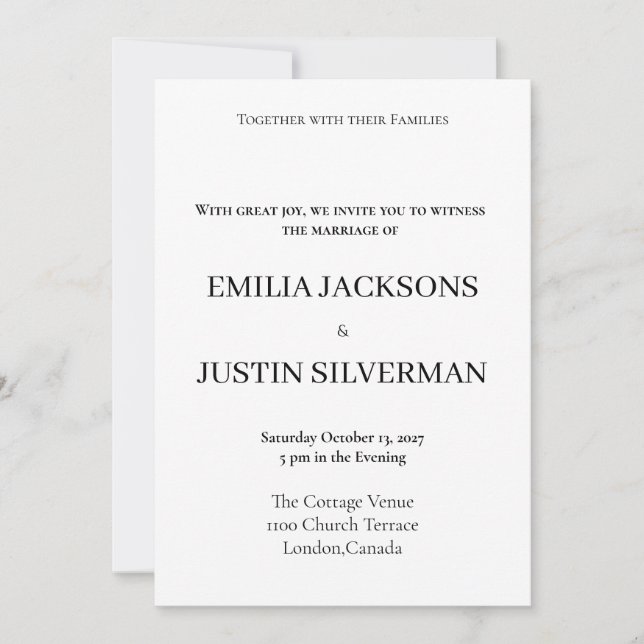 Invitación a la boda Minimalista Boho (Anverso)