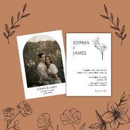 Invitación a la Boda Minimalista Botánica Elegante