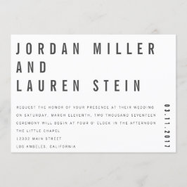 Invitación a la boda Minimalista Charlie las 24 ho