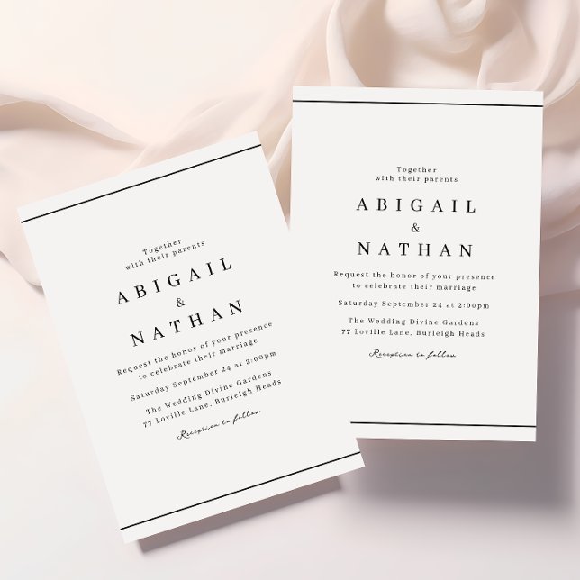 Invitación a la boda minimalista clásica elegante (Subido por el creador)
