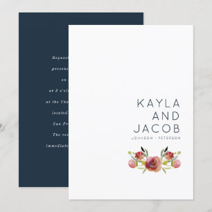 Invitación a la boda Minimalista con acuarela flor