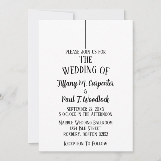 Invitación a la boda Minimalista con clase blanca (Anverso)
