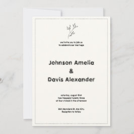 Invitación a la boda Minimalista con crema y negro