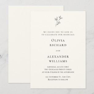 Invitación a la boda Minimalista con crema y negro
