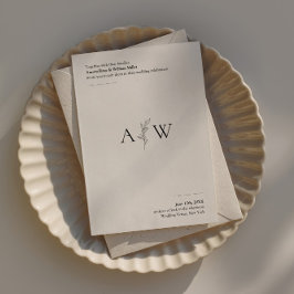 Invitación a la boda minimalista con diseño botáni