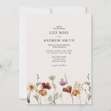 Invitación a la boda minimalista con flores silves