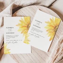 invitación a la boda minimalista con girasol