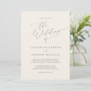 Invitación a la boda Minimalista con grises y crem