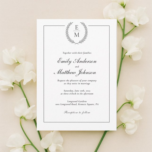 Invitación a la boda minimalista de Black Laurel (Subido por el creador)