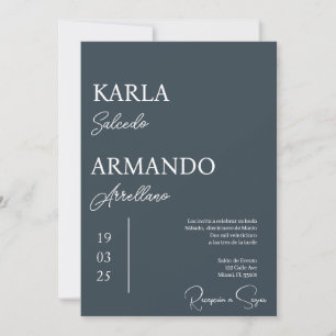 Invitación a la boda minimalista de carbón vegetal