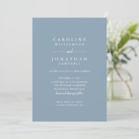 Invitación a la boda Minimalista de Dusty Blue Ser