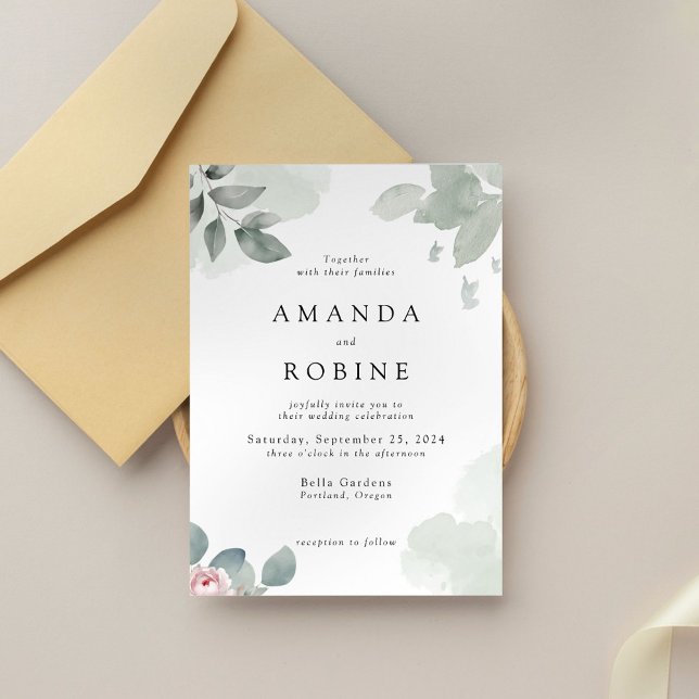 Invitación a la boda minimalista de Eucalyptus Gre (Subido por el creador)