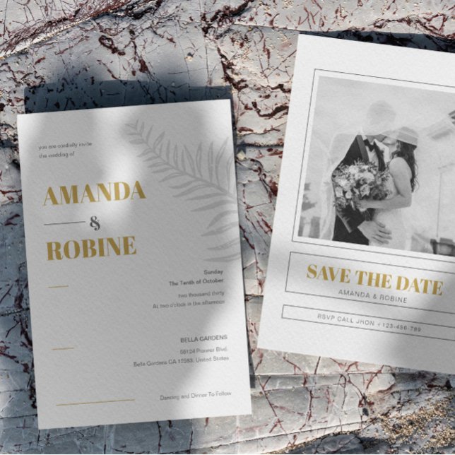 Invitación a la boda Minimalista de fotos moderna (Subido por el creador)