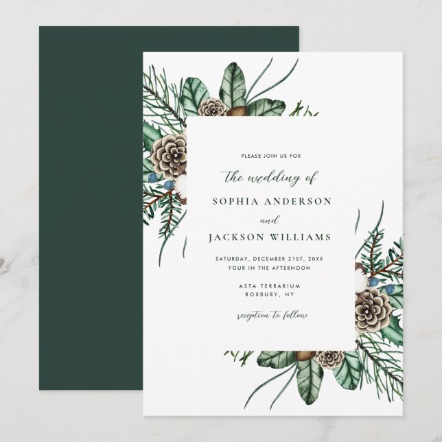 Invitación a la boda minimalista de invierno (Anverso / Reverso)