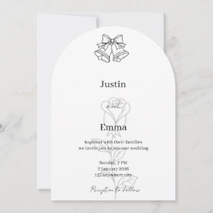 Invitación a la boda minimalista de mano dibujada
