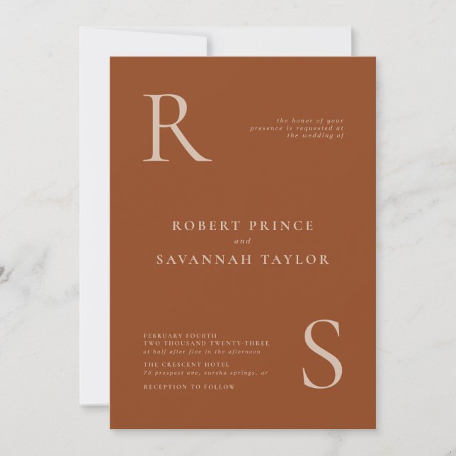 Invitación a la boda Minimalista de Naranjas quema (Anverso)