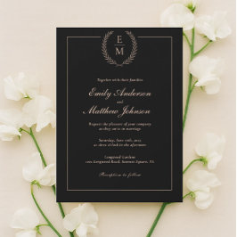 Invitación a la boda minimalista de Rubor en negro