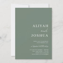 Invitación a la boda minimalista de Sage Green