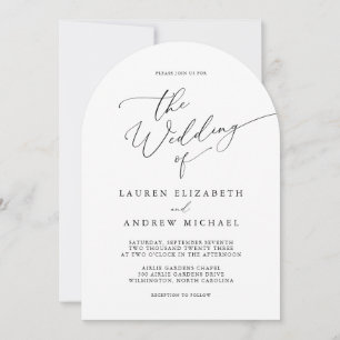 Invitación a la boda Minimalista en arco blanco y
